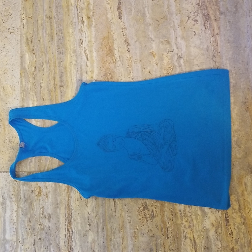 turquoise racerback tank with buddha